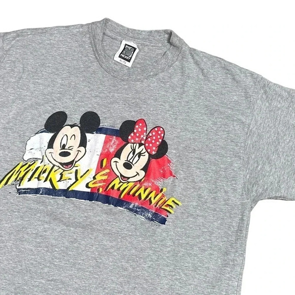 Vintage 90s Disney Mickey Minnie Mouse Tommy Flag Parody T Shirt Mens  XL - Picture 2 of 7